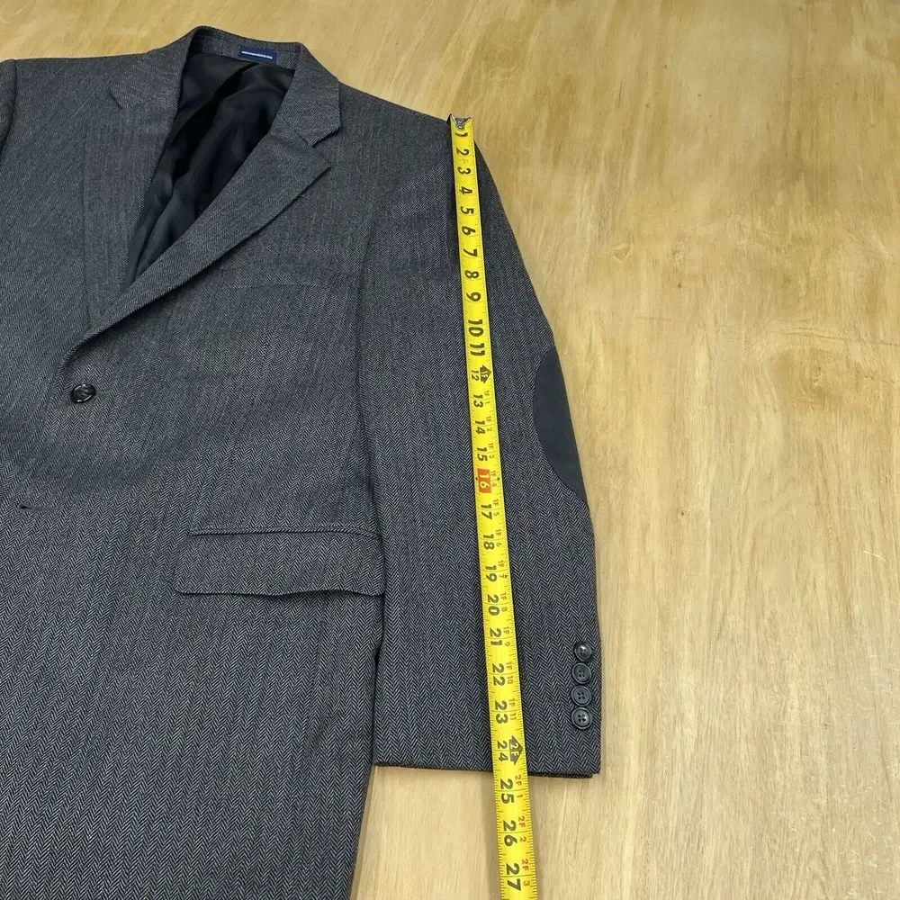 Stafford Tweed Wool Jacket Sport Coat Mens 44R Classic‎ Fit Herringbone Gray